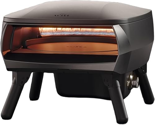 Witt PICCOLO Rotante - Horno de pizza para exteriores de 13 pulgadas, compacto, portátil, con piedra giratoria y quemador en forma de C, ideal para