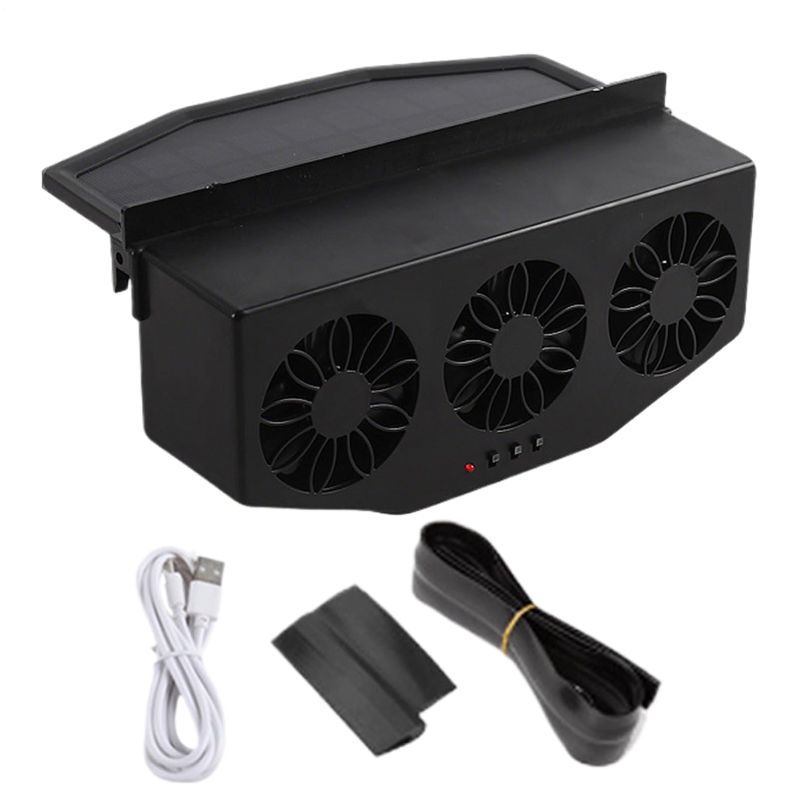 Ventilateur d'échappement pour voiture – Ventilateur de voiture à énergie solaire, 1200 mAh, chargement USB pour camping-car, camion, berline, purificateur d'air automatique