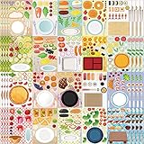 100 Sheets Meal Stickers Colorful Make Your Own Stickers Meals Kids DIY Fruit Vegetable Craft Stickers Mix and Match Food Stickers for Kids Classroom Birthday Party Favor Supply, 20 Styles(Meal)