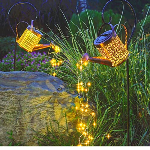 GZKPL Luzes solares de cascata ao ar livre, regador solar luzes LED decoração luzes de fadas fora pr