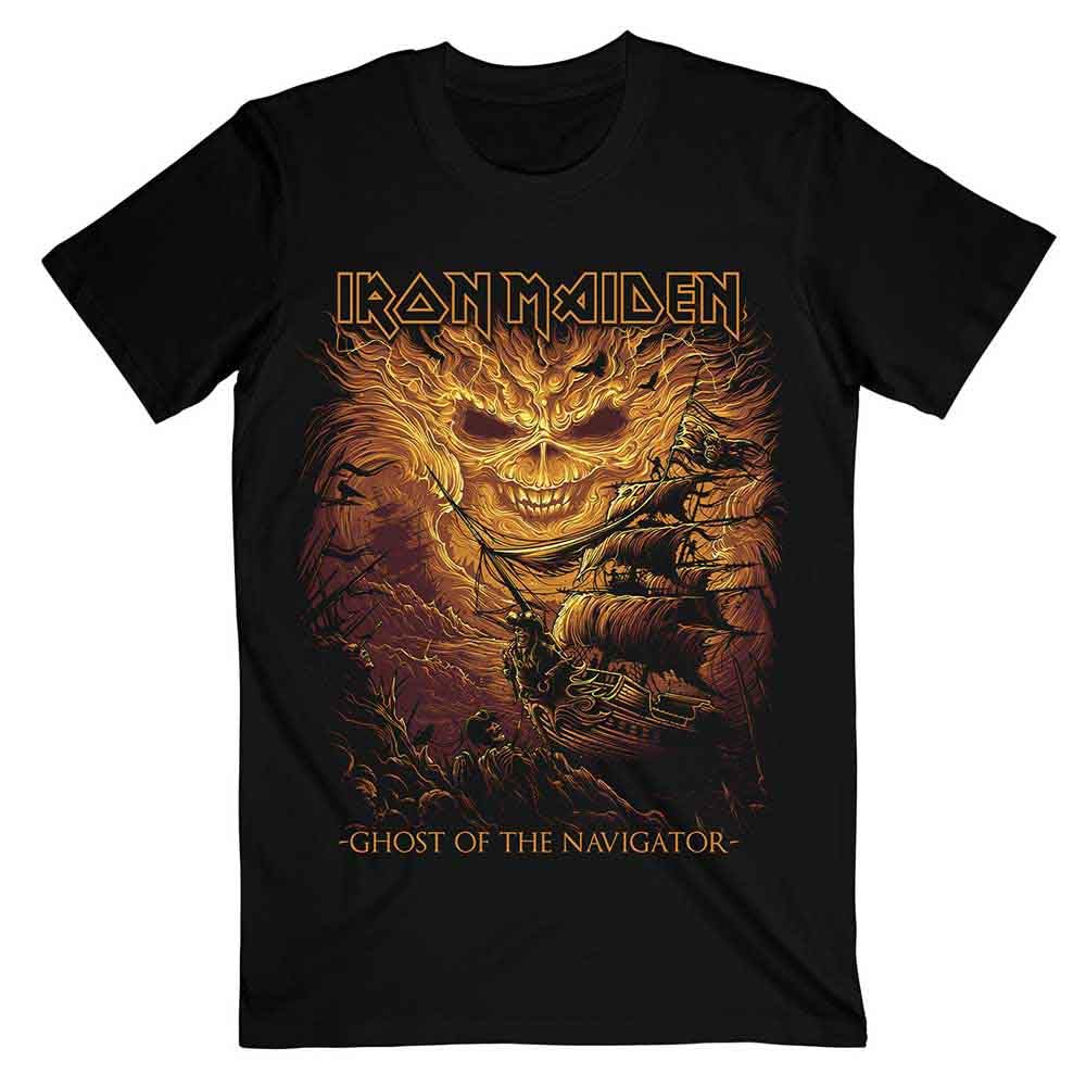 Rock Off Officially Licensed Products Men's Black Rockoff Trade Iron Maiden Ghost Of The Navigator T - Shirt, ( Black), Medium
