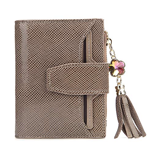 Preisvergleich Produktbild DZX Leder Brieftasche Multi-Kreditkarte Bi-Fold Reißverschluss Mode-Design,Darkgray