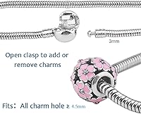 Vista 5 de PH PandaHall Pulsera de cuentas de 7.8 pulgadas de acero inoxidable con cadena de serpiente europea con cierre redondo de barril a presión