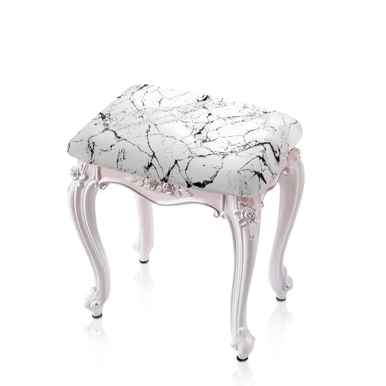 GLENLCWE White Marble Stool Cover Rectangle 2PCS Modern Stretch Bar Stool Cover Rectangle Vanity Stool Cover Non Slip Counter Stool Cover Home Furniture Decor Protector Washable