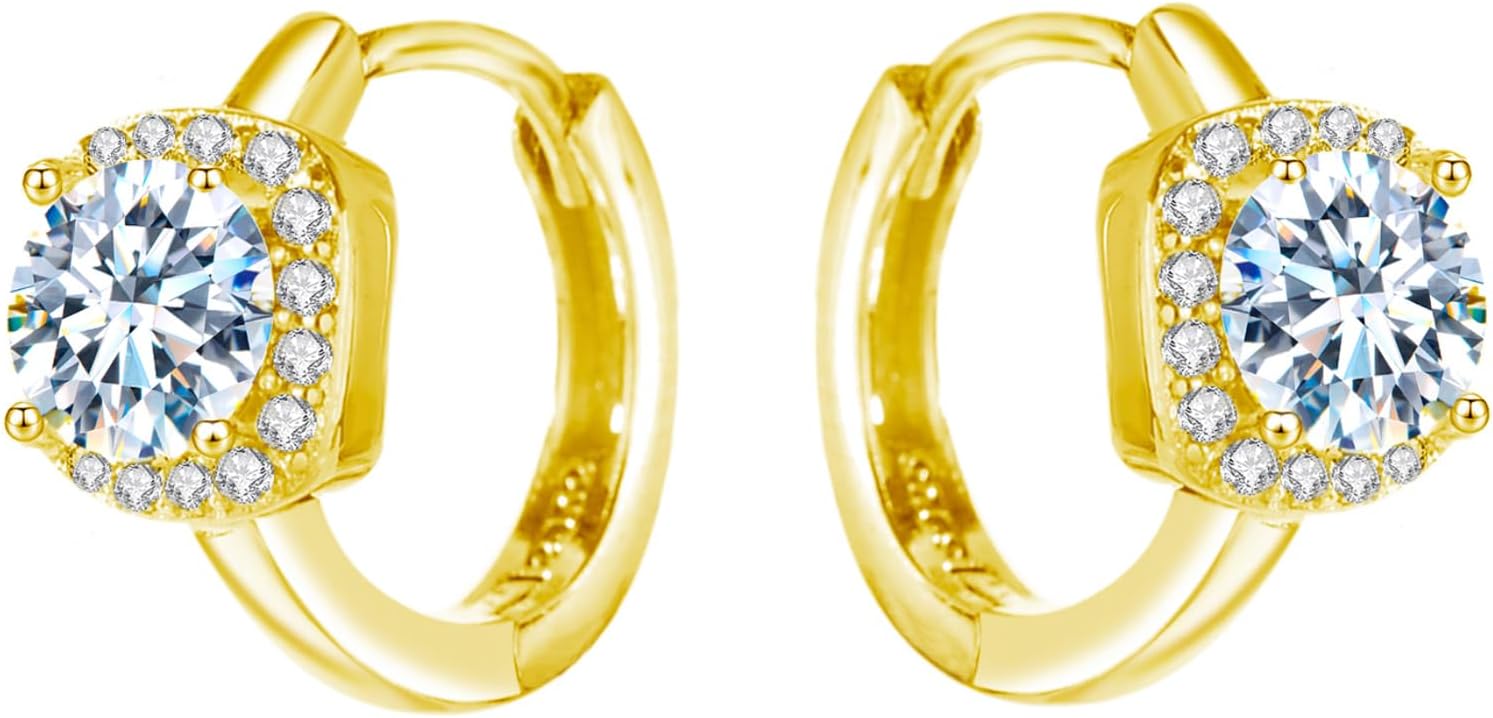 925 Sterling Silver Moissanite Hoop Earrings for Women, 1-2CT D Color VVS1 Moissanite Hoop Earrings, Perfect Jewelry Gifts