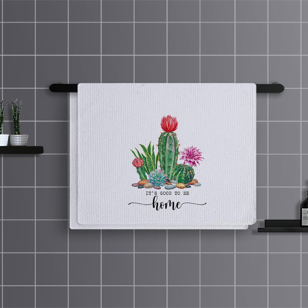 Torchon Cuisine Cactus Vert Rouge Serviette Main Absorbant Torchon Vaisselle Lavable Torchons de Cuisine Réutilisables Petite Serviette Main Essuie Main Cuisine Lot de 4 (40x60cm)