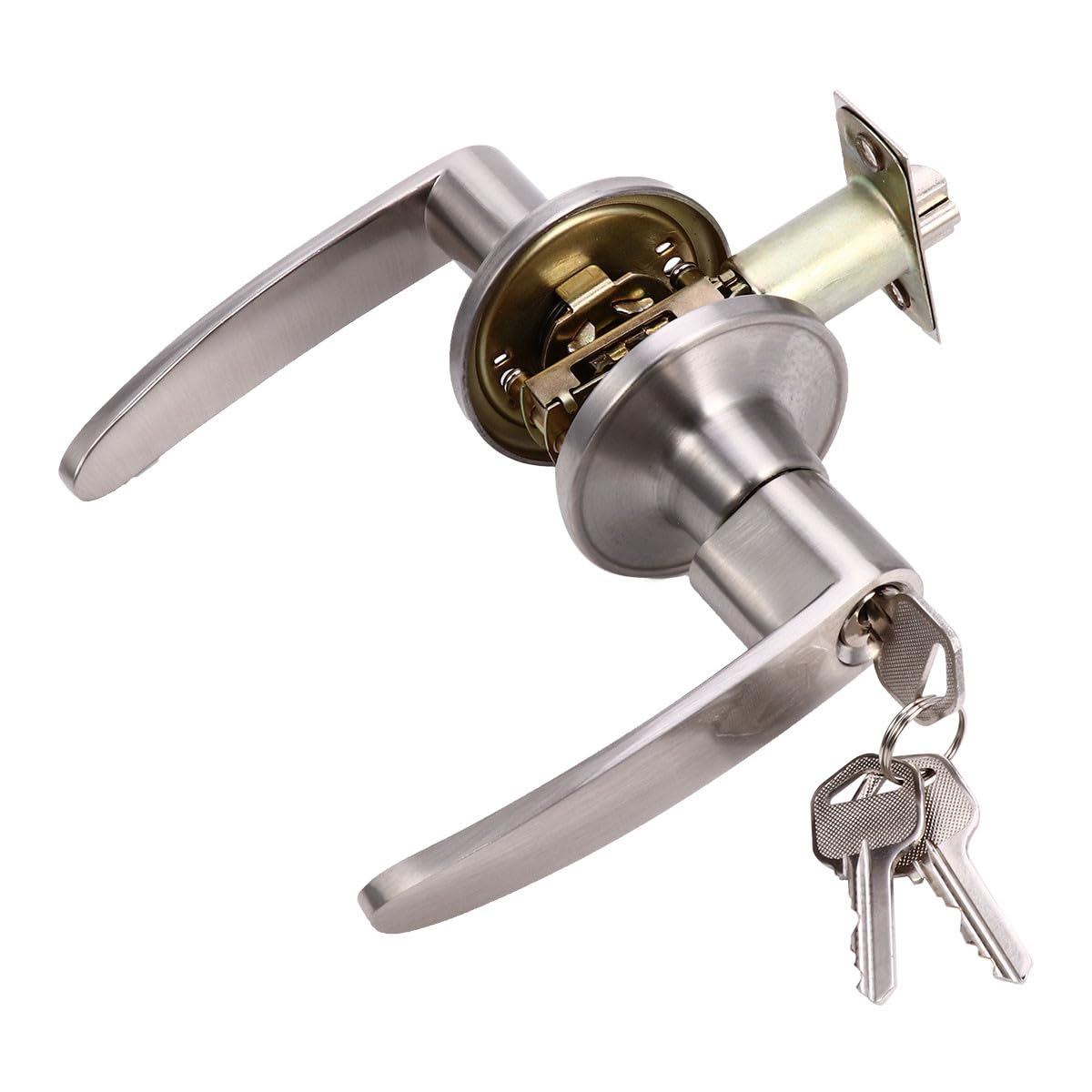 Healeved Serrure de Porte Intérieure en Alliage de Zinc Poignée 3 Barres Solide Serrure de Porte de Chambre et Salle de Bain Sécurité Domicile Installation Facile Résistance à L’Usure