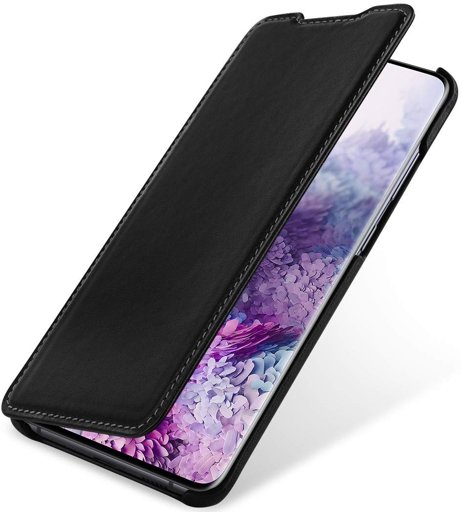 StilGut Book Type Flip Case for Galaxy S20 Plus/S20+, Genuine Leather Galaxy S20 Plus/S20+ Case, Black Nappa