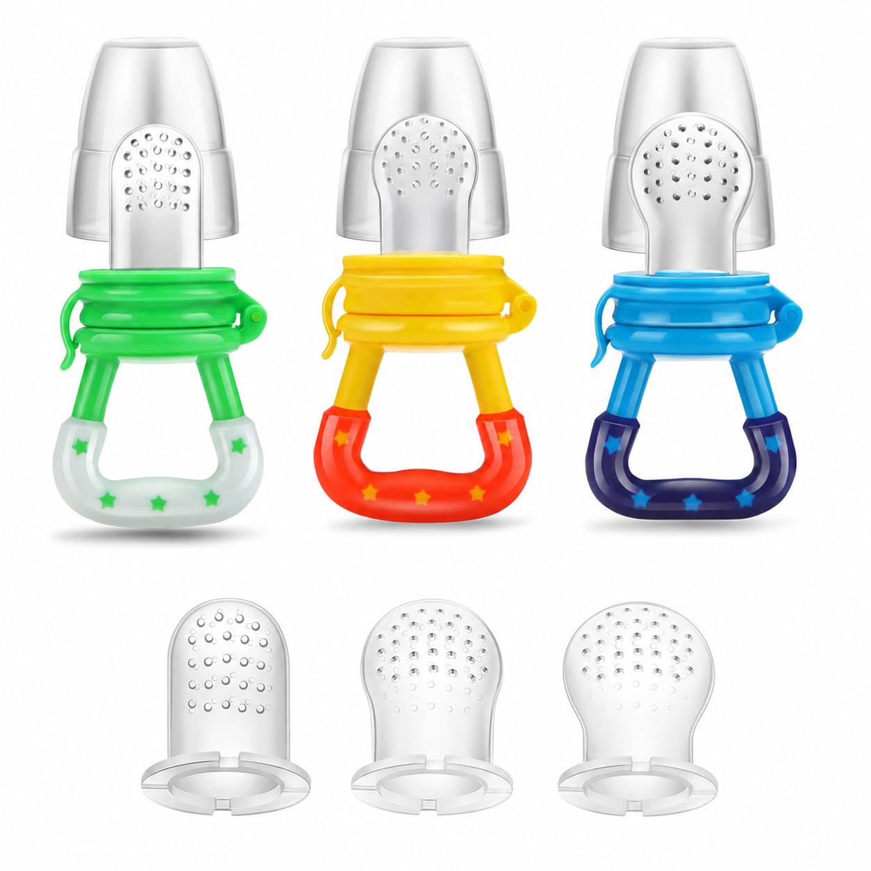 PandaEar Baby Fresh Fruit Food Feeder Nibbler Pacifier (3 Pack) |Training Massaging Toy Teether| Food Grade Soft Safe BPA-Free Silicone Pouches| Babies Toddlers Infants Kids-image-48
