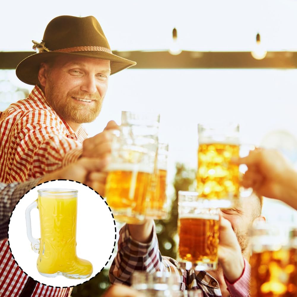 DICOSMETIC 2Pcs Glass Cowboy Boot Cups 17 oz Clear Cowboy Boots Beer Mug Western Themed Drinking Cups Clear Glass Boot Shaped Cup for Rodeo Party Nashville Bachelorette Bar Decor