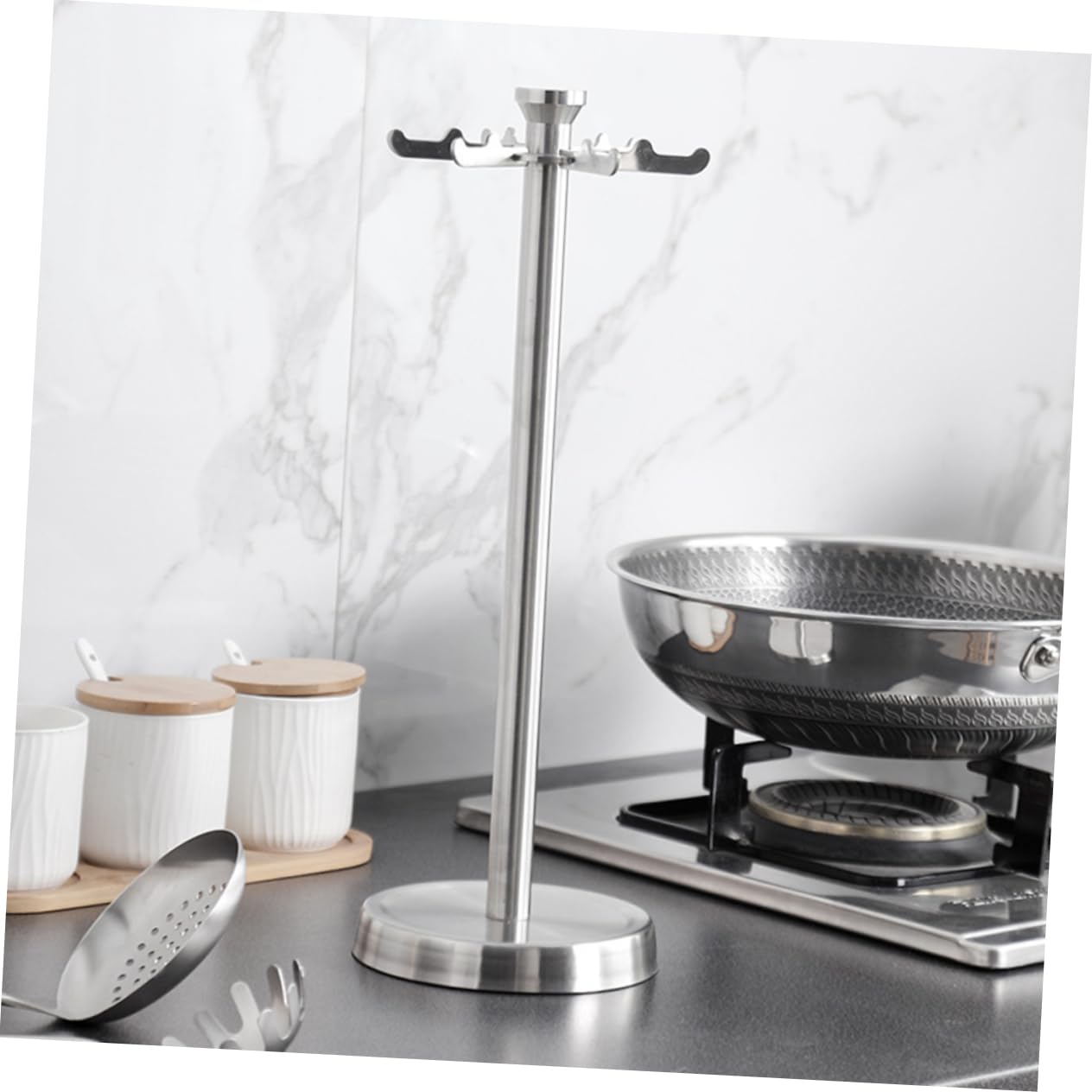 VINTORKY 1pc Multifunctional Cooking Utensils Organizer Rack with Hooks Practical Kitchen Storage for Spatula and Spoon Easy to Clean and Space Saving Design