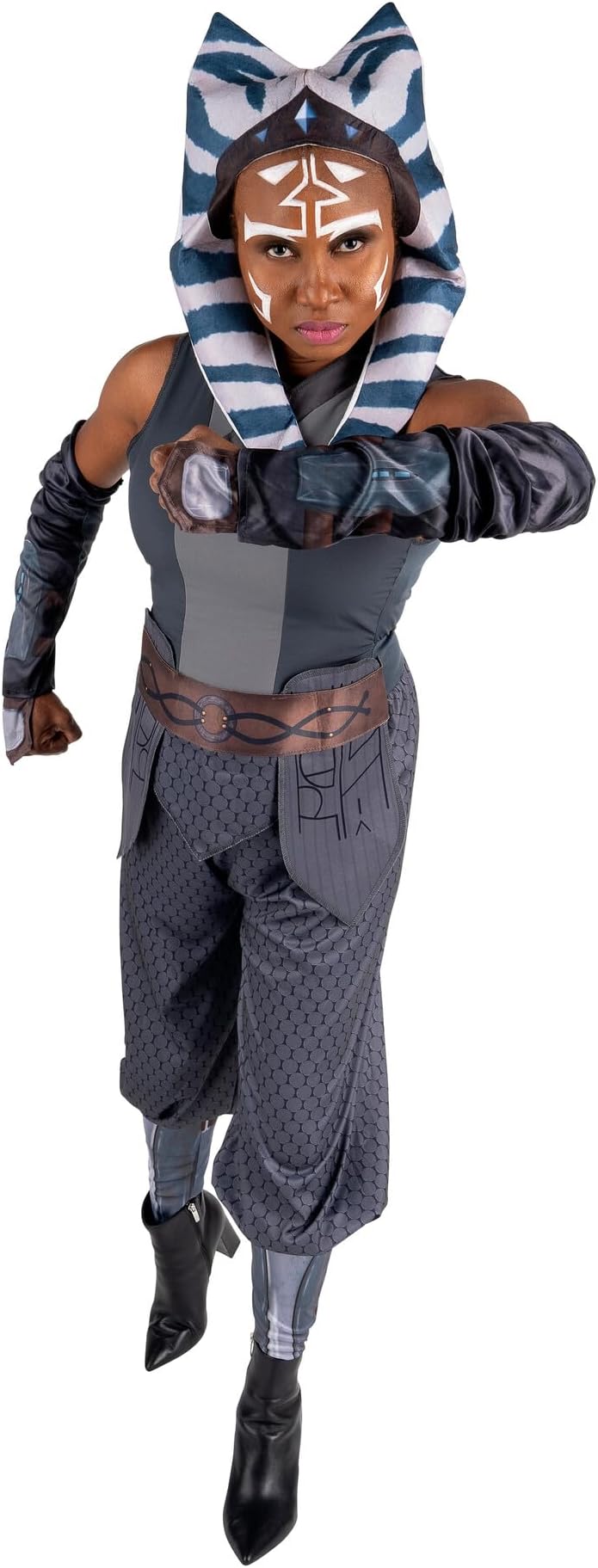 STAR WARS Ahsoka Tano Official Adult Halloween Costume - Jumpsuit with Waist Belt, Armbands, and Fabric Headpiece
