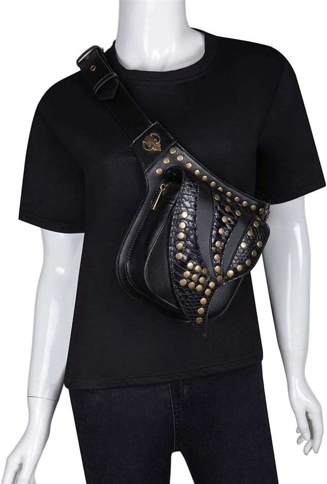 Hüfttasche Motorrad Bauchtasche Crossbody-Bag Leder Beintasche Männer Und Frauen Rock Rivet Fanny Packs Leg Bag Wasserdicht Strapazierfähig Outdoor-Sport Bein Tasche Leg Pouch Beinpack