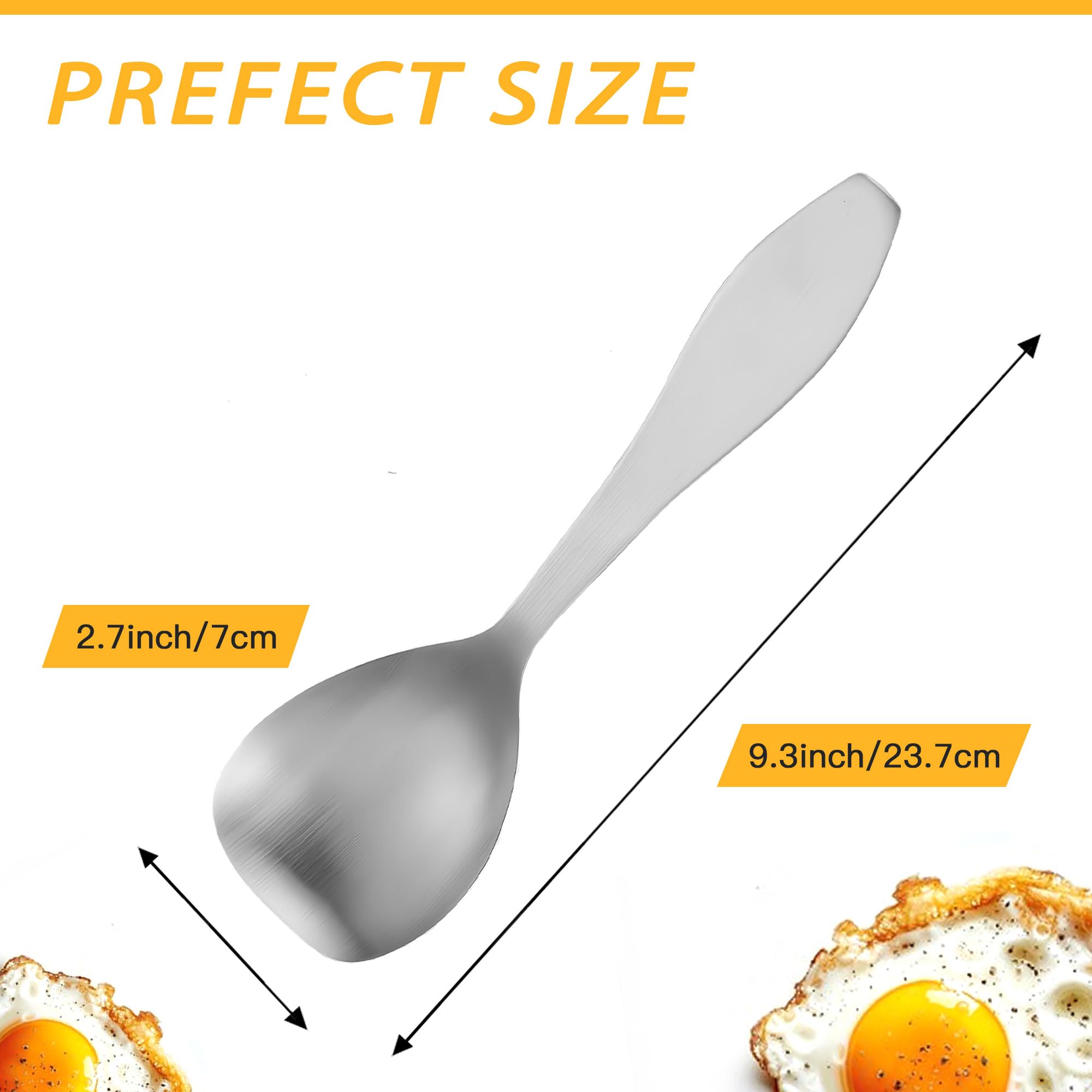 IMEEA 9.3-Inch Small Spatula Solid Turner SUS304 Stainless Steel Solid Spatula Metal Serving Spatula for Small Pans