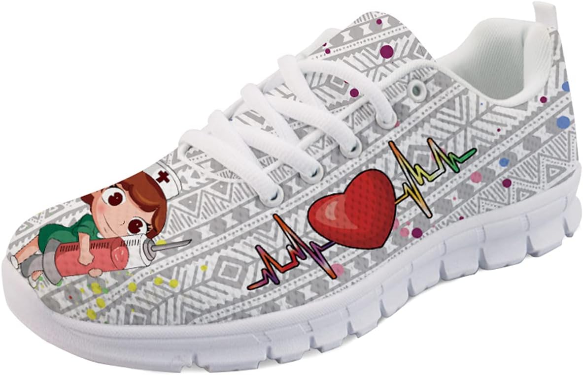 Belidome Schattige beer verpleegkundige gereedschap ontwerp unisex sneaker sneakers mesh schoenen antislip voor sport lopen, Ontwerp 18, 42 EU