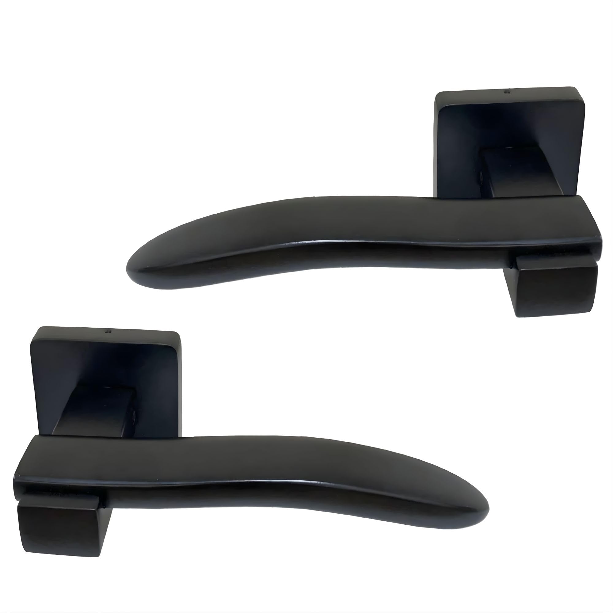 UAP Ava Internal Door Handles On Round Rose, Matt Black Lift & Lock Lever Handles for Interior Wooden Doors, Keyless Pair