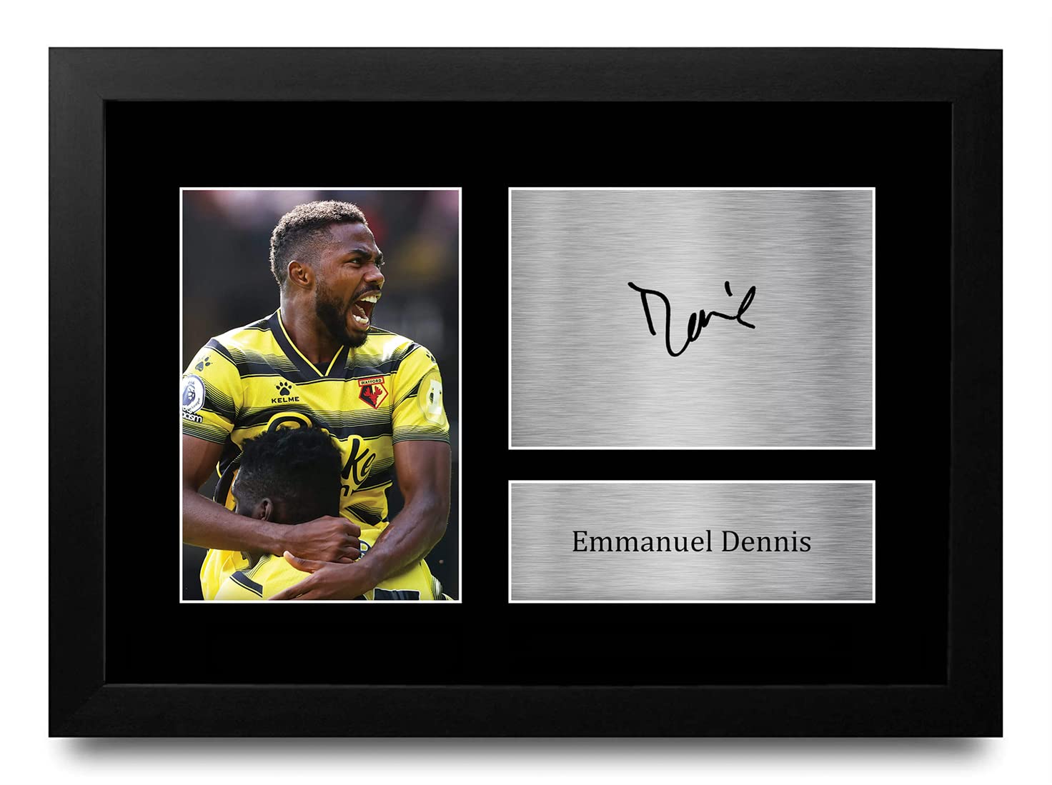 HWC TradingFR A4 Emmanuel Dennis Watford Gifts Printed Signed Autograph Picture for Football Fans and Supporters - A4 Framed