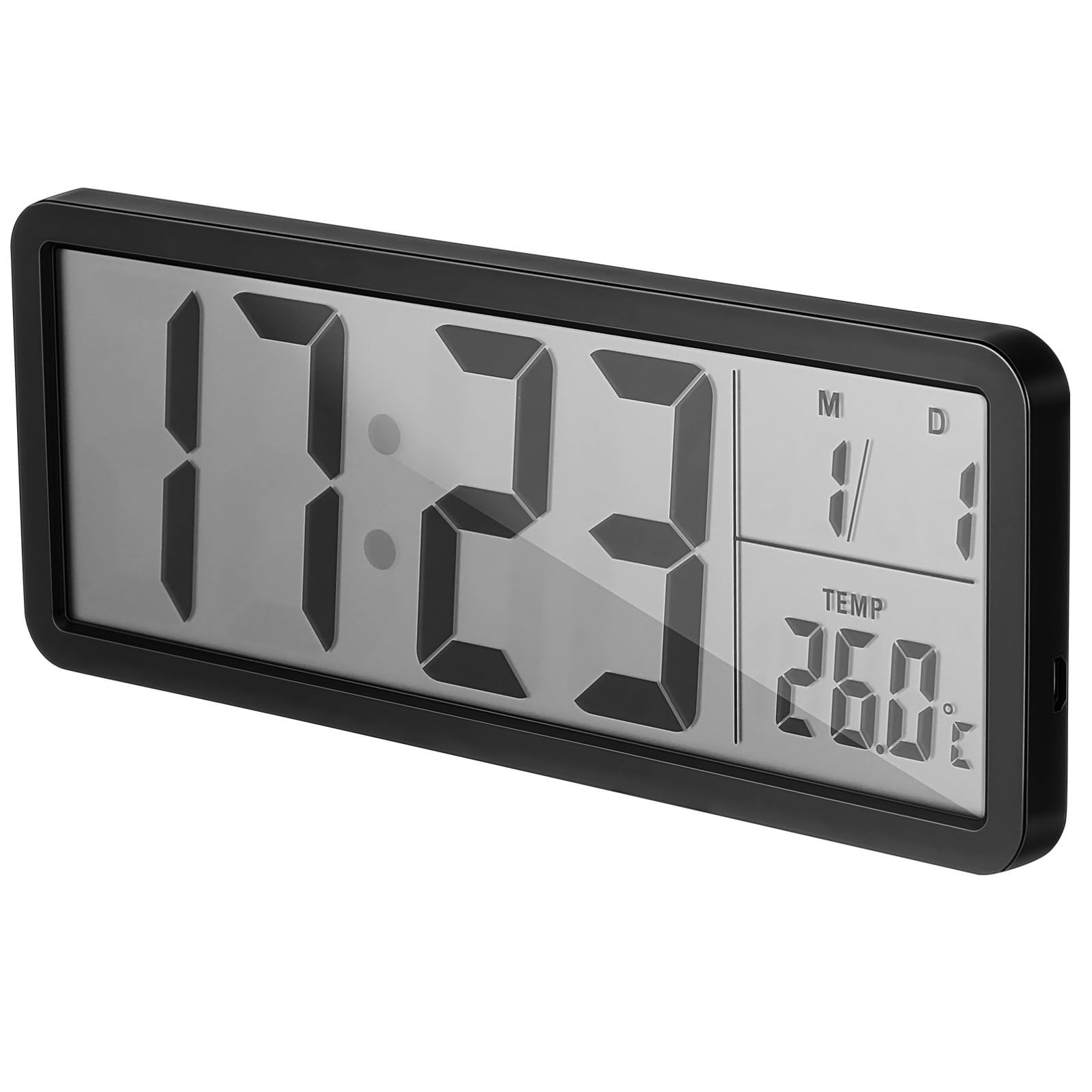 FOMIYES Orologio da Parete Digitale LED Nero con Display Data e Temperatura, Sensori Precisi, Design da Parete in Abs per Camera da Letto e Arredamento Casa