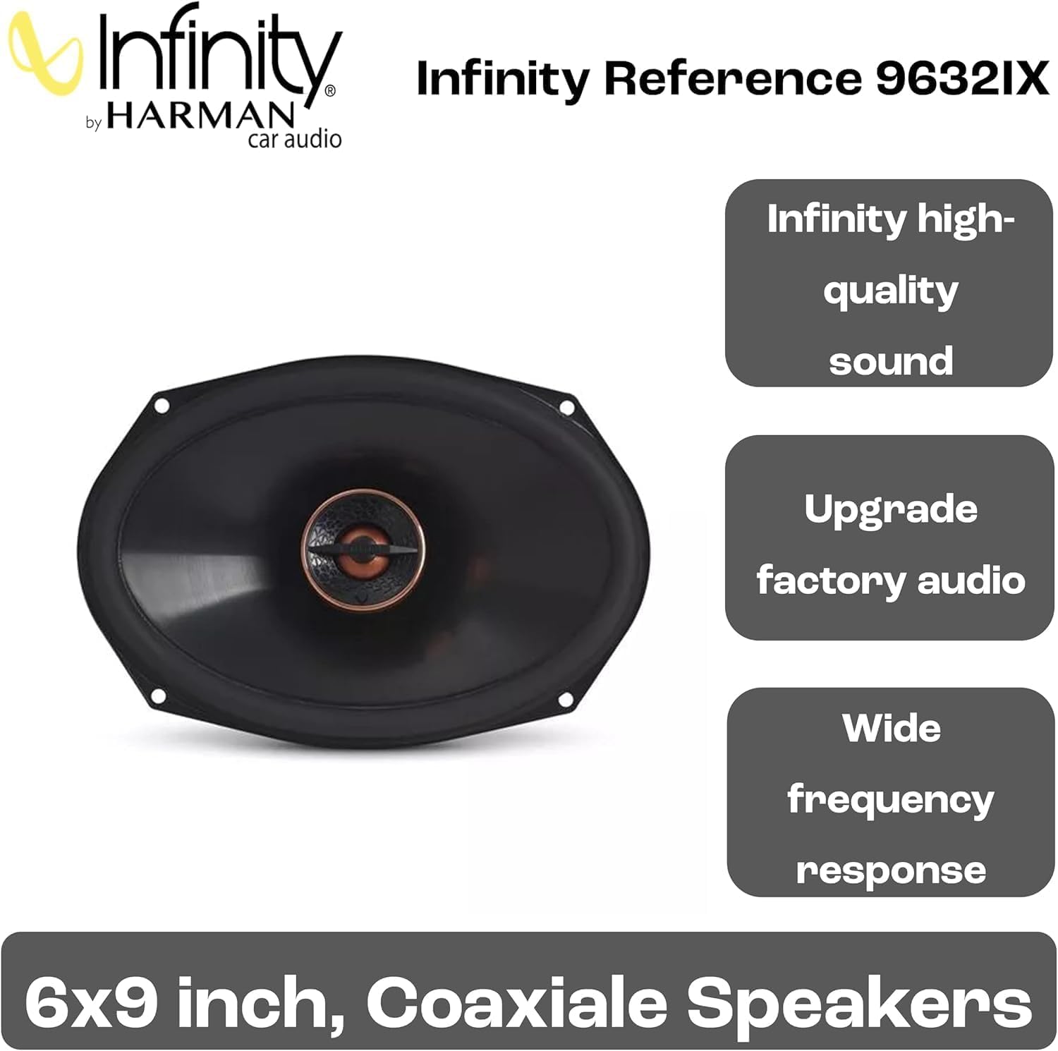 Infinity REF9632IX 2-Way Car Audio Speaker, 6-Inch x 9-Inch Size