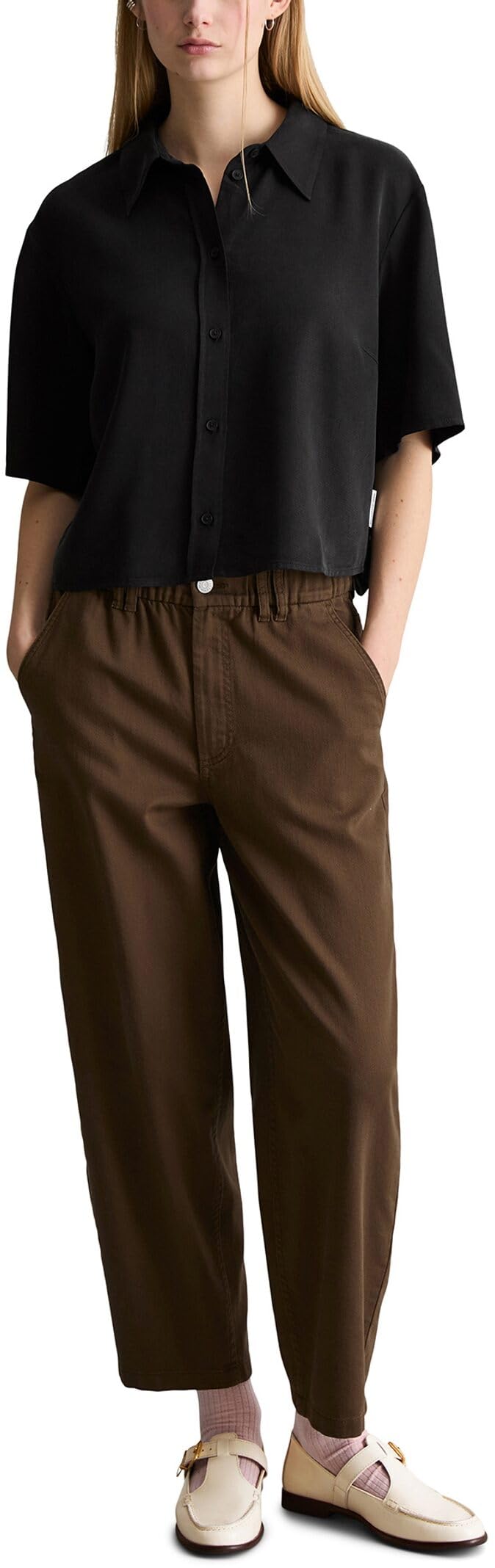 Marc OߴPolo Denim Damen Kurzarmbluse Cropped Relaxed Fit