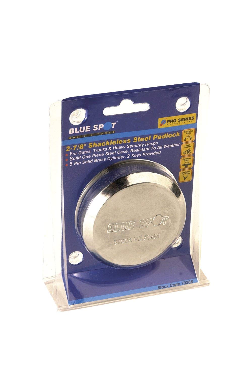Blue Spot 70268 73mm Shackleless Heavy Duty Round Padlock