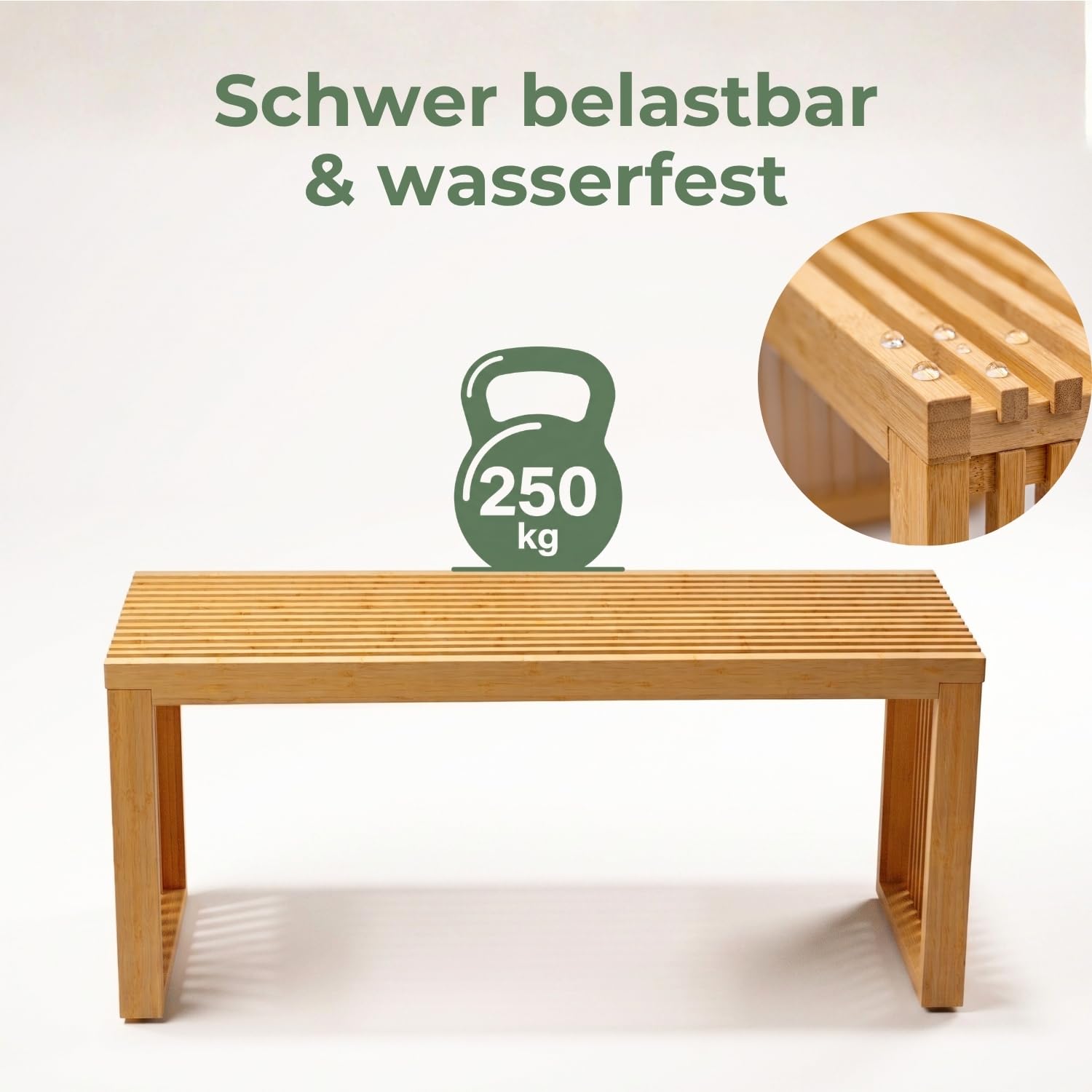 Adabor Sitzbank aus Bambus Holz – Hochwertige Holzbank für Flur, Wohnzimmer, Esszimmer und Küche, stabile & Pflegeleichte Schuhbank | extrem belastbar, höhenverstellbar & rutschfest