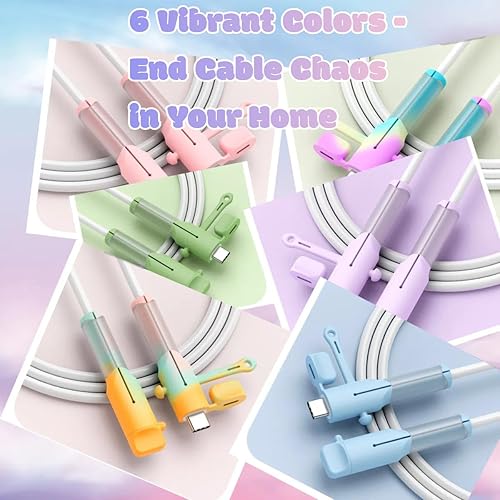 USB-C Cable Protector 6-Pack (12pcs) - Dustproof Organizer(Apple + Android + Type-C)