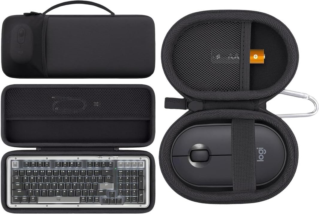 co2CREA Hard Case Bundle for Logitech Alto Keys K98M Keyboard & Pebble M350/M350s/M355/i345 Wireless Bluetooth Mouse, Travel Protective Storage Case with Mesh Pocket for POP Mouse and Accessories