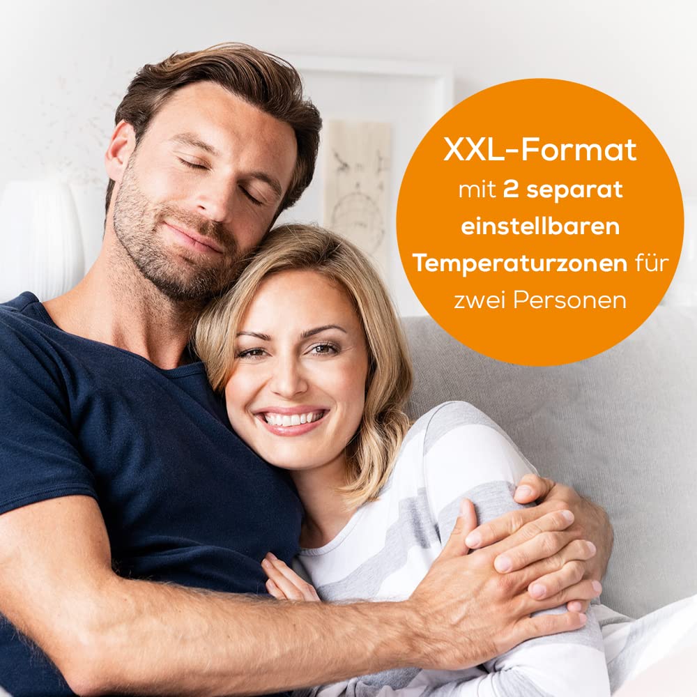 Beurer TS 26 Doppel-Wärmeunterbett, extragroßes XXL-Format mit separat einstellbaren Temperaturzonen für zwei Personen, zwei Schalter mit je 3 Temperaturstufen, Maschinenwaschbar, 150 x 140 cm