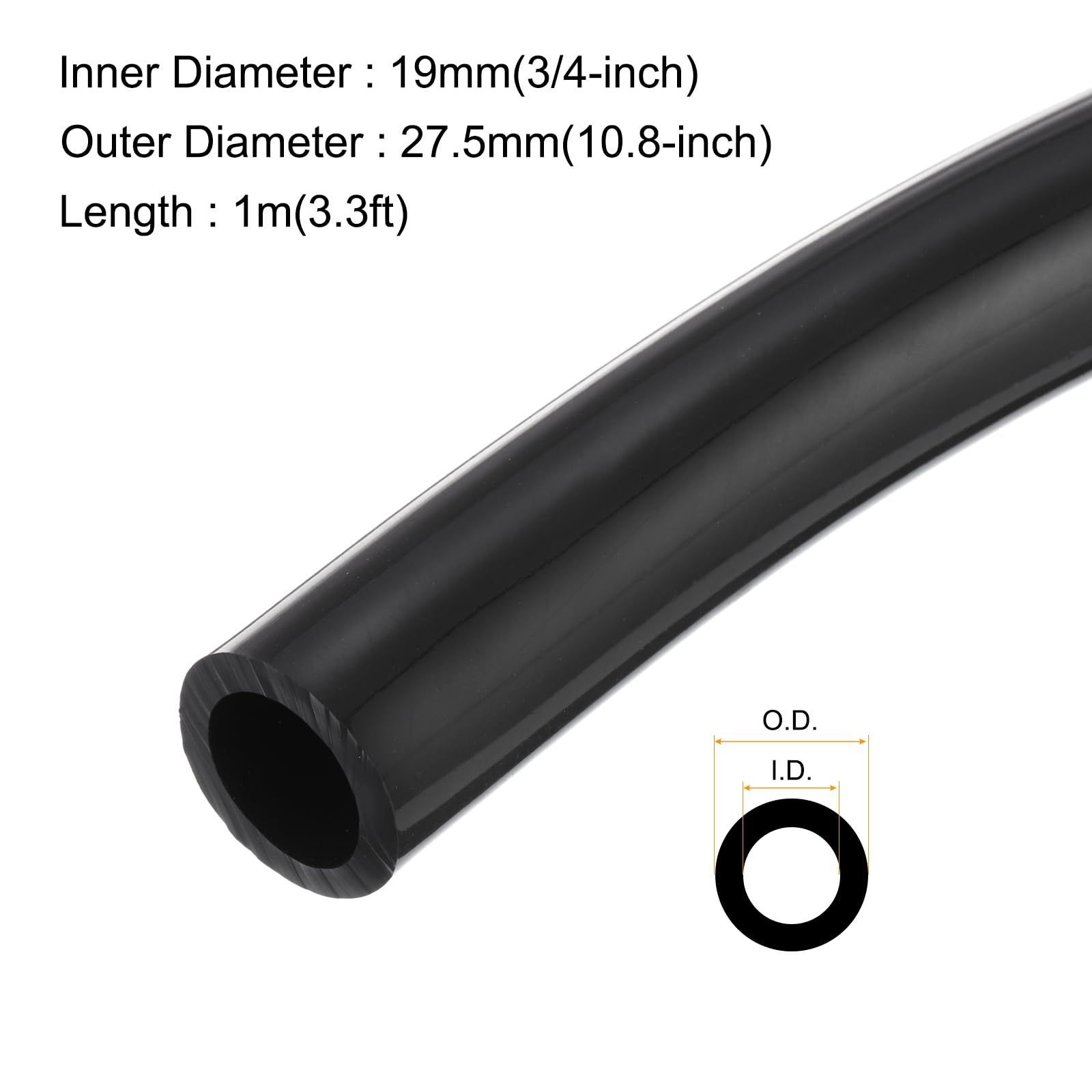 Rebower 3.3ft 19mm x 27.5mm Black Plastic PVC Tubing Flexible Vinyl Tube, [for Garden Irrigation Water Hose, Fish Tank - Image 2