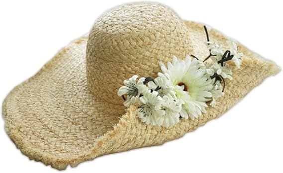 Amazon 花付き 麦わら帽子 フラワー ストローハット 撮影 上品 つば広 帽子 造花 ナチュラル ハット 通販