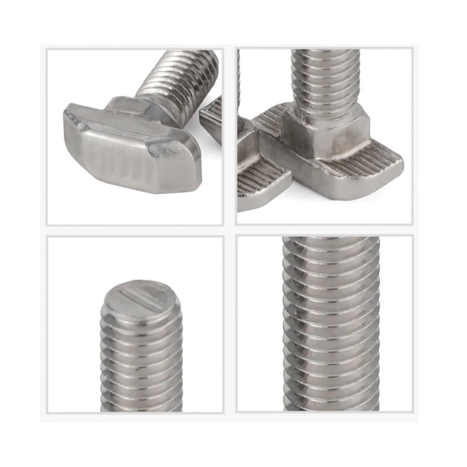 Dadi con scanalatura a T, Bulloni e Viti a T in Acciaio Inossidabile 304, Guida a, scanalatura a, Confezione da 10, Argento M6 M8(10pcs M8X20)
