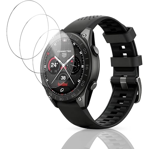 3 Pack Screen Protector for TAG Heuer Connected Calibre E5 45mm Smart Watch, 9H Hardness Tempered Glass for Connected Calibre E5 SmartWatch,2.5D Round Edge,Anti-Scratch, Bubble Free, HD Clarity