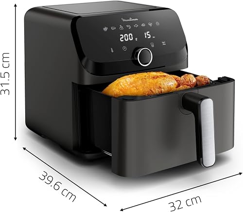 Moulinex Easy Fry Mega, friteuse à air, capacité extra-large 7,5 L, jusqu'à 8 personnes, 8 programmes préréglés, taille compacte, application avec recettes, lavable au lave-vaisselle, EZ855H, noir - 7