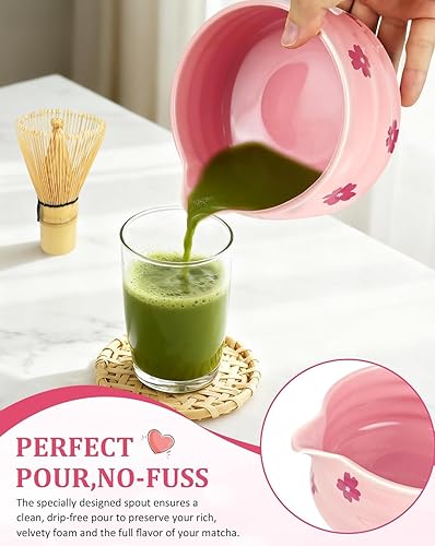 Miniatura 5 de Juego de 8 piezas de matcha de cerámica con tazón para batidor, soporte para kit de té matcha, cuchara de bambú, tamiz, toalla incluida, regalo de