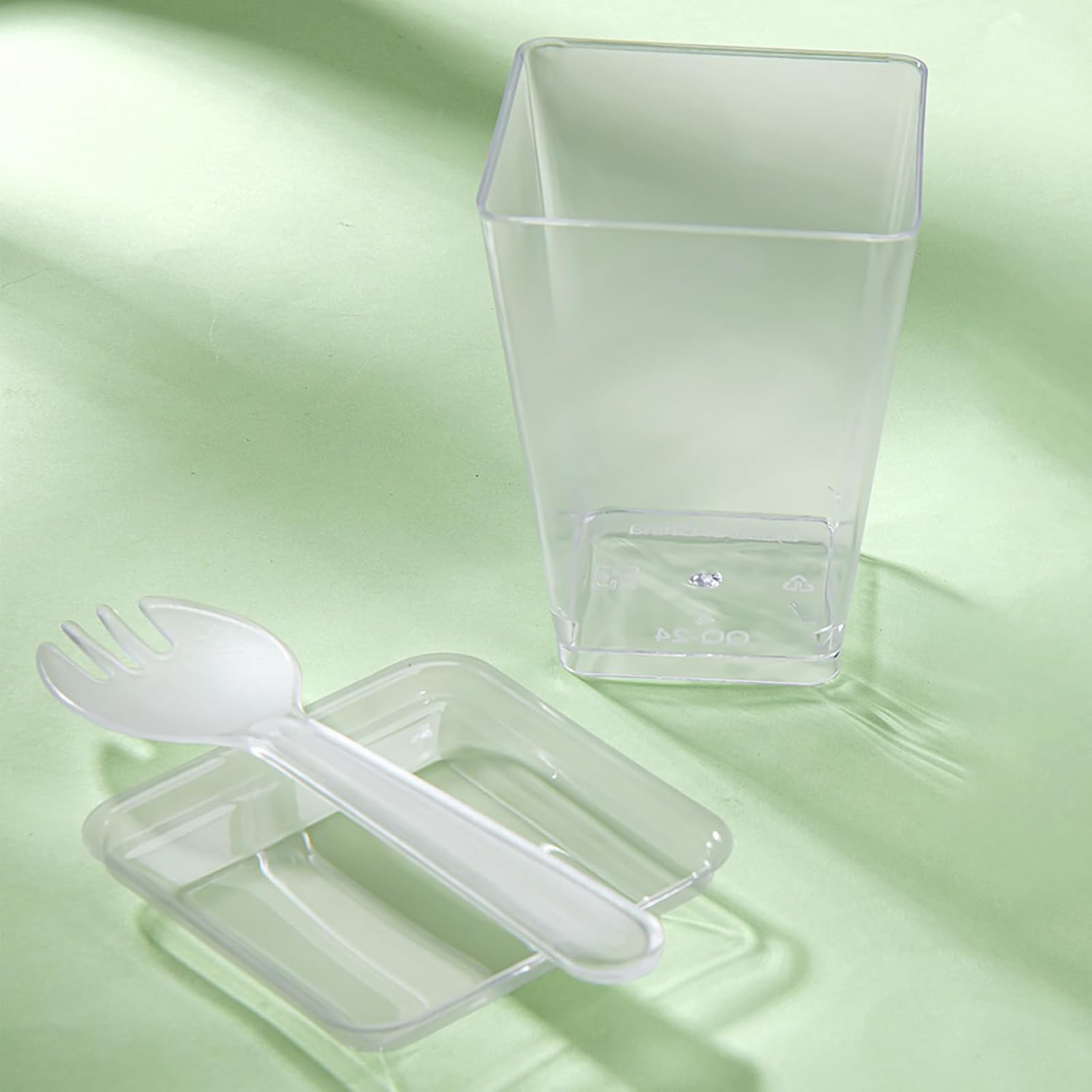 Clear Dert Cups with Lids and Spoons, Mini Dert Cups Reble Square
