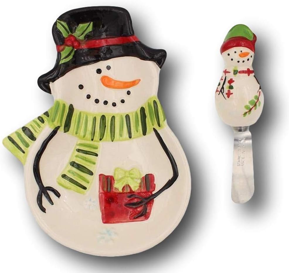 GIL S/2 6.65"L Dolomite Snowman Di Christmas, 8.25InL x 2InW x 8.25InH, Multicolor
