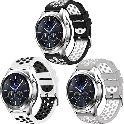 CreateGreat for Samsung Galaxy Watch 46mm, Gear S3 Soft Replacement Breathable Sport Bands with Air Holes and Quick Release Pin for Samsung Gear S3/Galaxy 46mm Watch