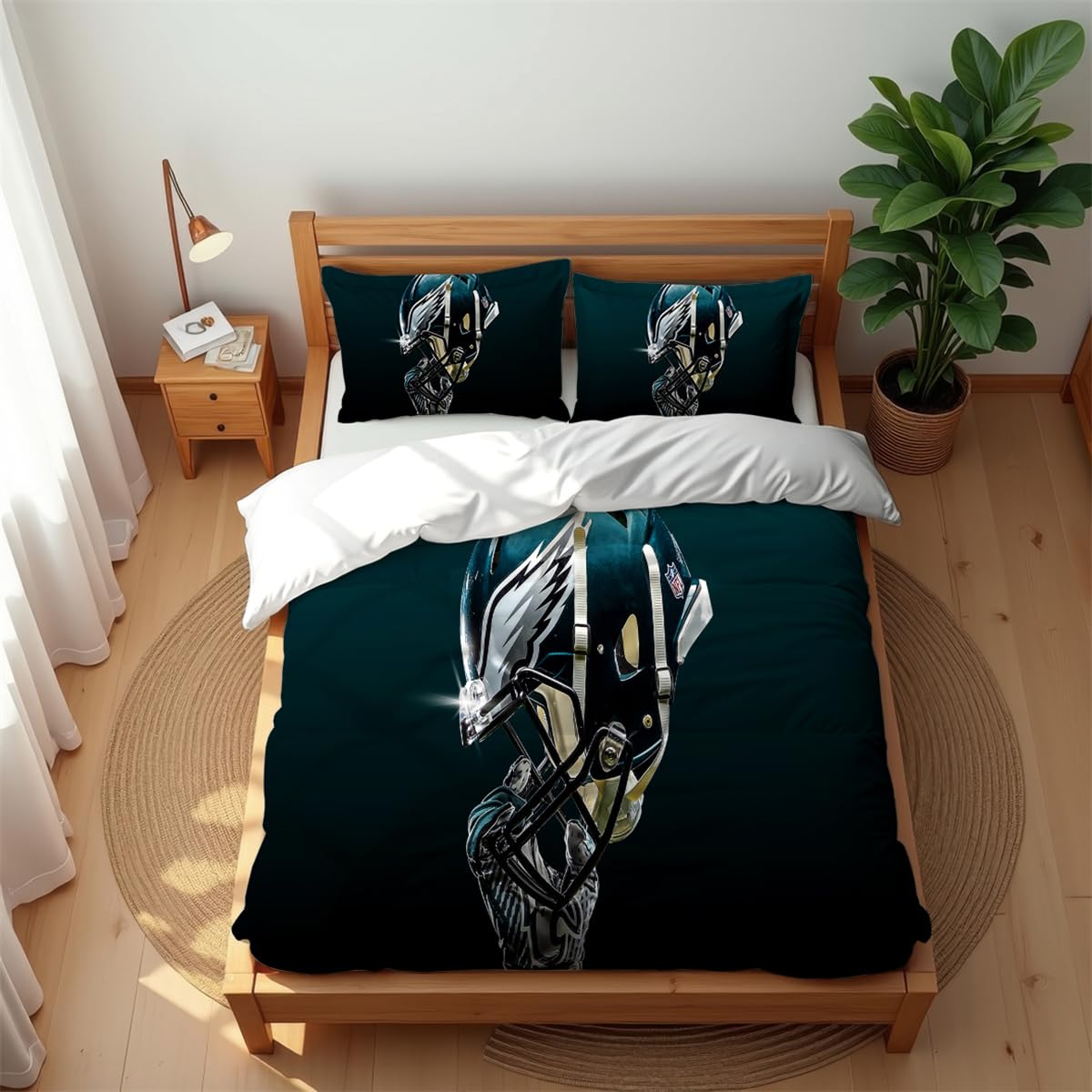Premium Hotel Style Bedding Set Football Rugby 3PCS Soft Cotton Rich Quilt Cover for All Seasons (Style 03,200x200cm(Double))