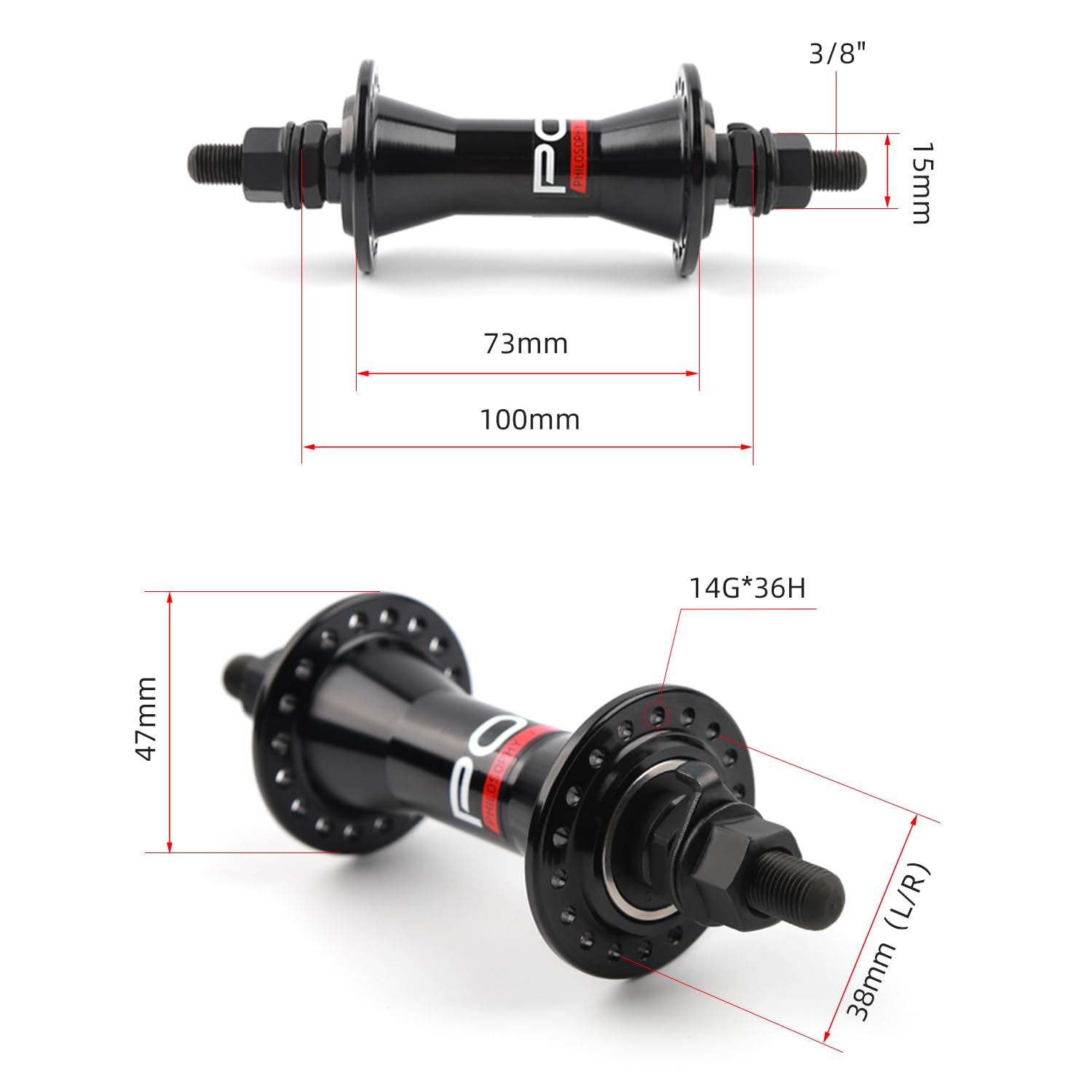 Amazon.com : POLSO BH-016 BMX Hub wheelbase 110mm 100mm Spoke 14G