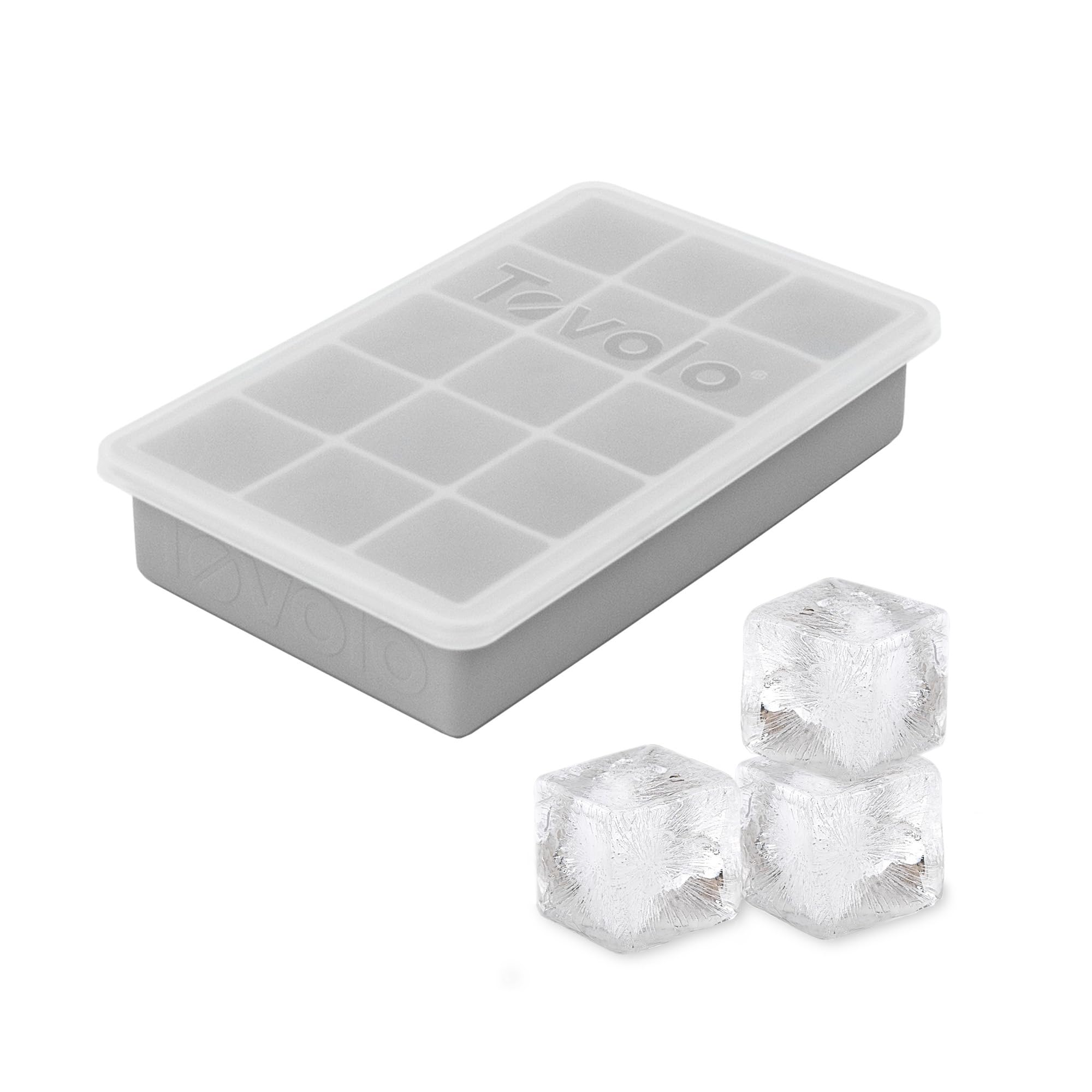Perfect Lid 1.25" Cocktails & Smoothies, BPA-Free Silicone, Dishwasher-Safe Ice Cube Tray, Set of 1, Oyster Gray