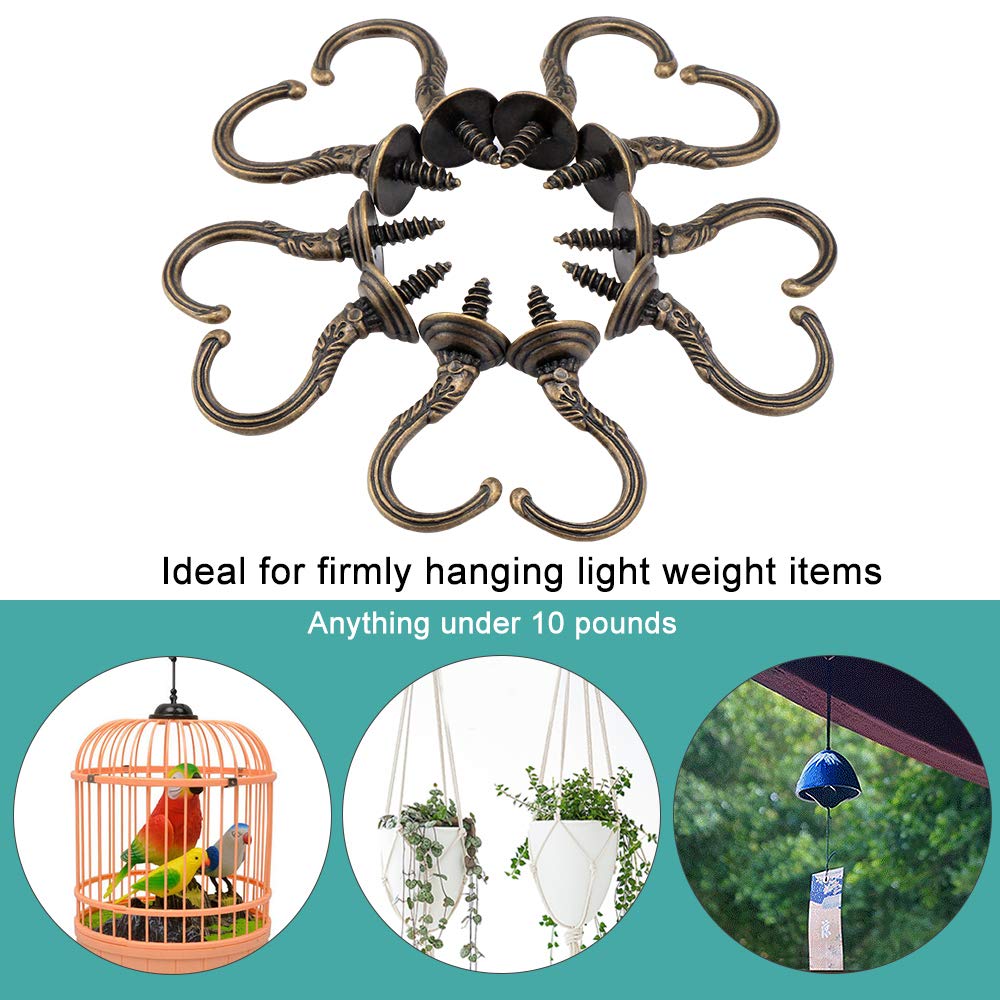 20PCS Ganci a vite per soffitto a parete vintage, ganci a vite per soffitto Ganci per tazza per utensili da cucina da giardino (bronzo)