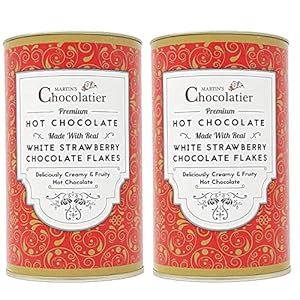 Martins Chocolatier | 2 Pack | Strawberry Hot Chocolate Flakes Luxe Drinking Chocolate Gemaakt van Real Belgian…