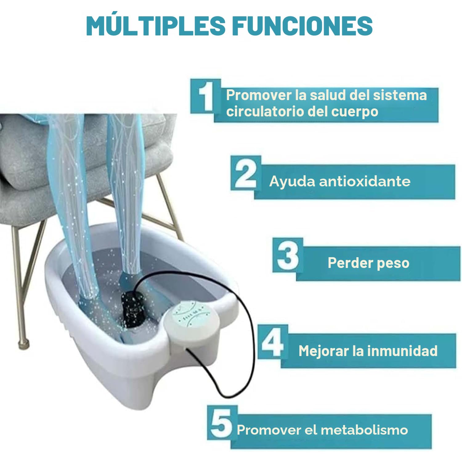 Ionic Foot Spa at Home Detox and Cleanse 2.0 Ionic Foot Spa, Máquina desintoxicante profesional para baño de pies iónico, spa para pies y masajeador con calentador, desintoxicante corporal