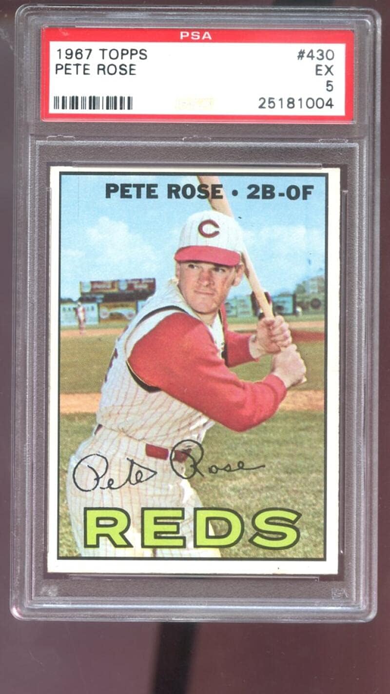 1967 Topps #430 Pete Rose Cincinnati Reds PSA 5 Graded Baseball Card MLB
