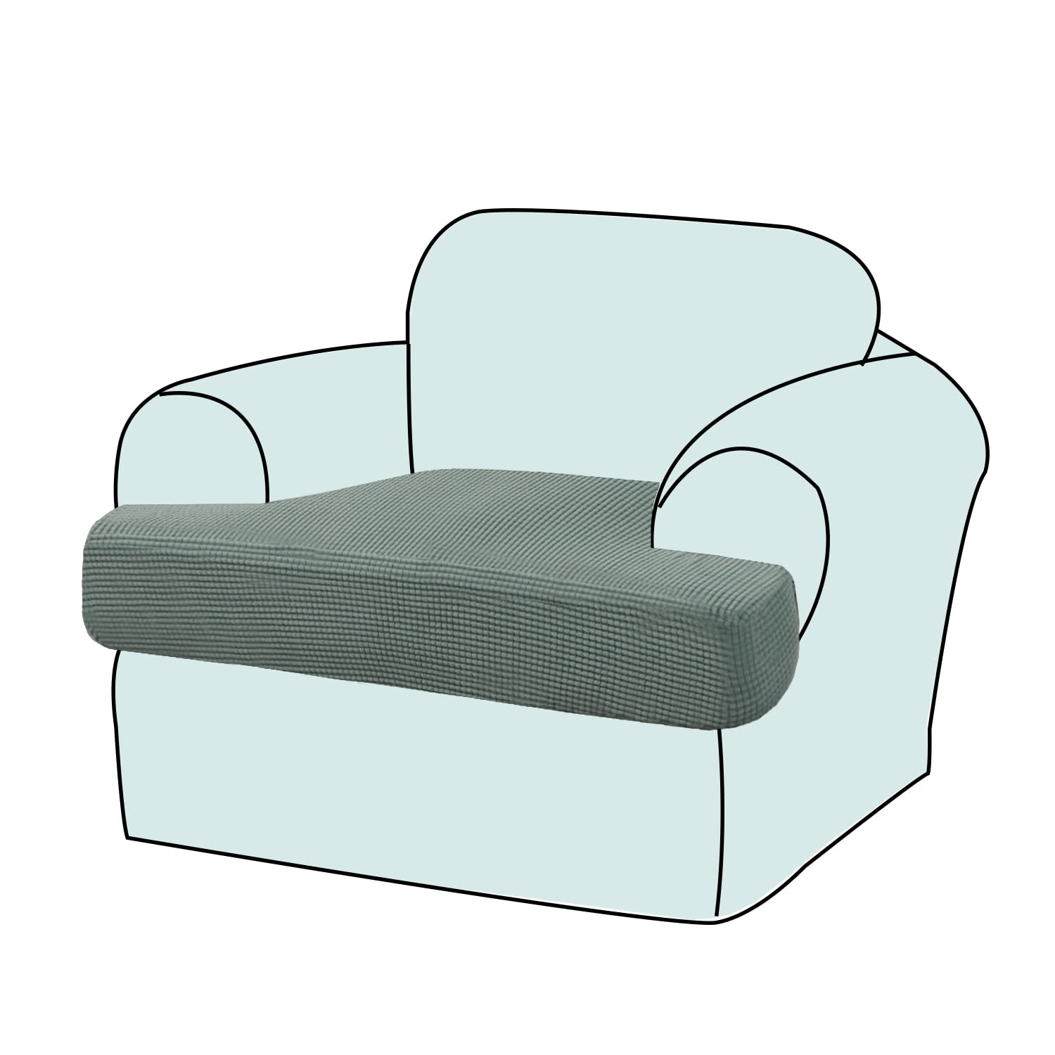 GAMUKAI 1PC Stretch T Cushion Sofa Slipcovers Individually Armchair Sofa Cushion Covers for 1 Cushion Chair Couch Seat Cushion Covers (Pool, 1)