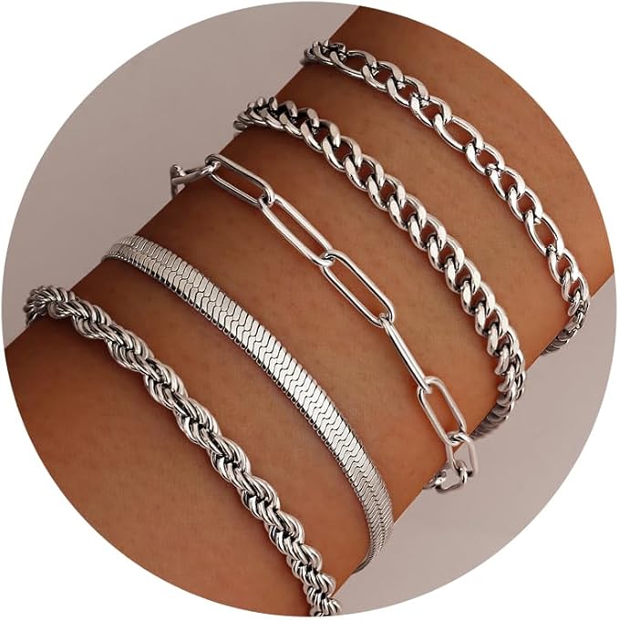 Bracciale Donna In Argento 925 Regolabile - Bracciali Impilabili Con Chiusura A Moschettone - Foto 11