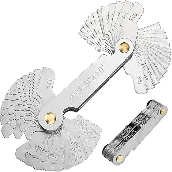 52 Pcs Stainless Steel Screw Thread Gauge Tool 60 /55  Metric and Imperial Thread Pitch Cutting Gauge Screw Gauge Measuring Tool Thread Pitch Gauge for Industrial Measurement