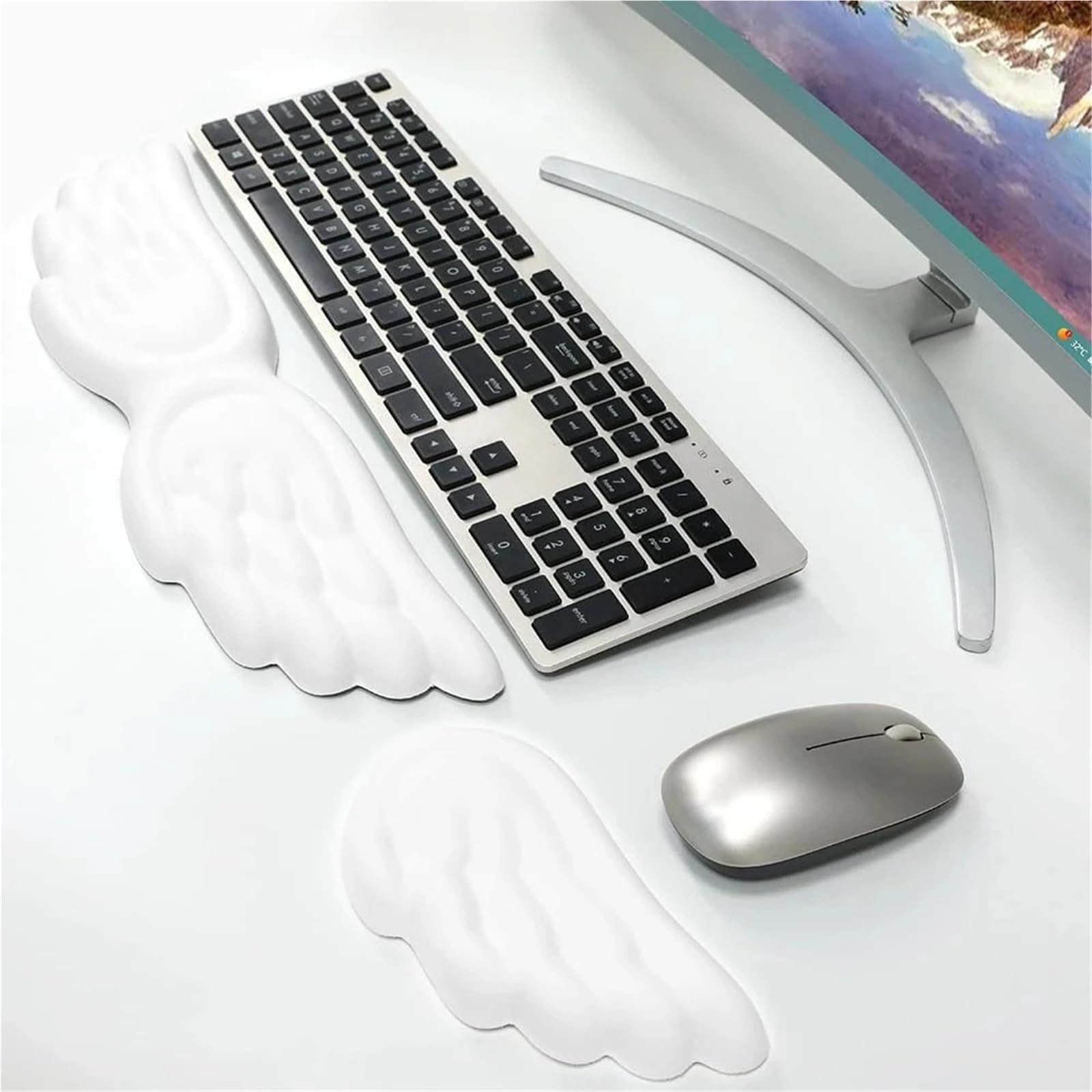 Tappetino Mouse Con Poggiapolsi Set poggiapolsi in memory foam con ali d'angelo