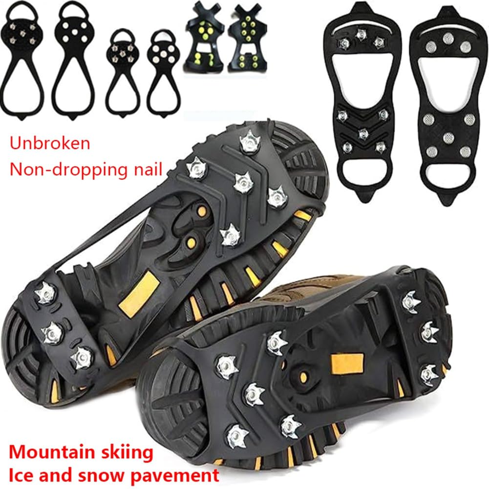 Tassteen 8 Teeth Ice Gripper Spike for Shoes Winter Outdoor Anti-Slip Hiking Mountain Climbing Ice Snow Crampons Anti-Slip Shoe Easy to Use